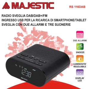 RADIO / RADIOSVEGLIE MAJESTIC RS115DAB RADIO SVEGLIA DA CASA DAB RADIO FM