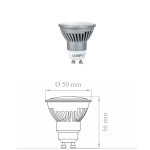 Lampada LED DIKLED 5W 230V 4100°K GU10 alta dissipazione - Lampo DIKLED5WR230VBN Grazie al particolare sistema ad alta dissipazione questa lampada è idonea al montaggio in apparecchi chiusi o a tenuta stagna.