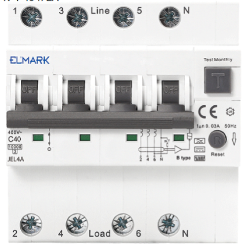 40215A - INTERRUTTORE MTD MAGNETOTERMICO DIFFERENZIALE 1+N 16A 6KA 30MA 2  MODULI - ELMARK