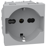 Presa 2 P+T 16 A 250 Va.c. -Grigia interasse 19 mm e 26 mm in configurazione bipasso - alveoli protetti; contatti laterali di terra per spine standard tedesco; adatta per spine standard Italia 2 P e 2 P+T 10/16 A  MatixGO JG4140A16