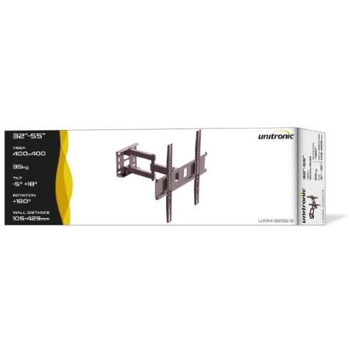 UWM-3255/3 - Supporto universale per flat-tv 32"-55" - kg 35 - 105mm spessore - 2 bracci - 3 snodi