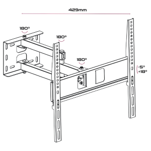 UWM-3255/3 - Supporto universale per flat-tv 32"-55" - kg 35 - 105mm spessore - 2 bracci - 3 snodi