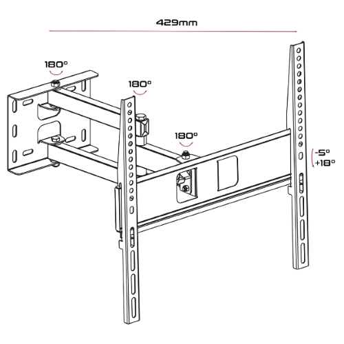 UWM-3255/3 - Supporto universale per flat-tv 32"-55" - kg 35 - 105mm spessore - 2 bracci - 3 snodi