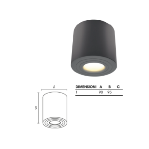 Plafoniera IP65 cilindrica GU10 Max 35W