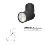 Spotlight da parete GU10 Nero LINZ • Attacco da softto con rosone • Orientabile a 360°