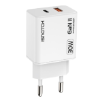 Alimentatore gan type c pd + 1 usb qc 3a 30w bianco 
