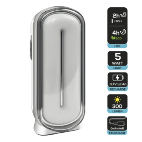 LAMPADA DI EMERGENZA 60LED 5W RICARICABILE ANTI BLACK-OUT 