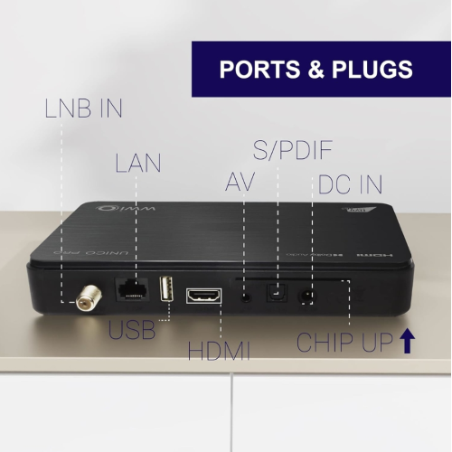 Decoder tivùsat Classic WWIO UNICO PRO BLACK (DVB-S2 e HEVC)  Accesso completo all’offerta canali tivùsat, la piattaforma gratuita con 50+ canali HD e i migliori canali italiani e internazionali Ricevitore Digitale Full Alimentazione 220v e 12V DC
