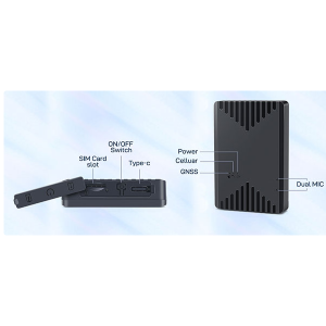 Localizzatore GPS con connettività 4G LTE idoneo per uso in auto e personale (ad esempio per escursionisti), dotato di tracciamento in real-time, ascolto ambientale, Geofence, grado di protezione IP65 e base magnetica per il fissaggio. App dedicata per il