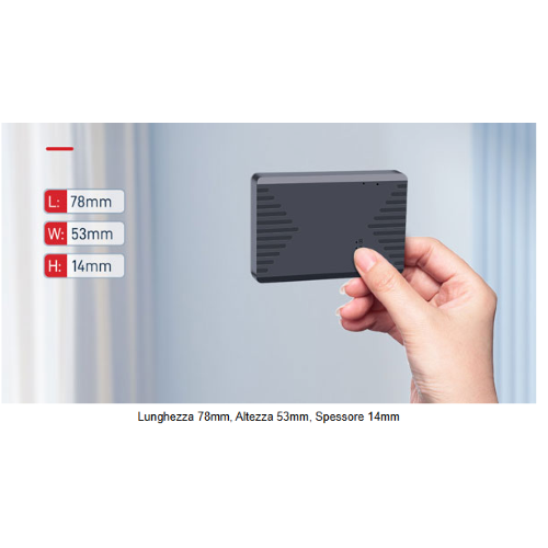 Localizzatore GPS con connettività 4G LTE idoneo per uso in auto e personale (ad esempio per escursionisti), dotato di tracciamento in real-time, ascolto ambientale, Geofence, grado di protezione IP65 e base magnetica per il fissaggio. App dedicata per il