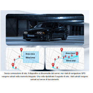 Localizzatore GPS con connettività 4G LTE idoneo per uso in auto e personale (ad esempio per escursionisti), dotato di tracciamento in real-time, ascolto ambientale, Geofence, grado di protezione IP65 e base magnetica per il fissaggio. App dedicata per il
