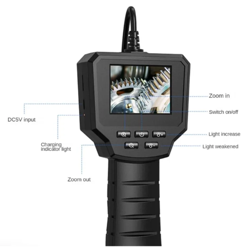 Endoscopio Digitale HD 2,4": perfetto per ispezioni dettagliate, questo dispositivo offre un display IPS HD chiaro e una sonda semirigida da 5 metri. Con una messa a fuoco fissa a 8 cm e protezione IP67, è ideale per ambienti umidi e spazi difficili da ra