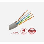   Cavo UTP Safire senza alogeni   Categoria 6   Soddisfa il test Fluke 90m   Bobina da 305 metri   Diametro 0.5 mm   Privo di alogeni