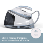 Ferro da Stiro Generatore di Vapore, Piastra Fluid Ceramic a Rapido Riscaldamento, Leggero, Sistema di Pulizia Calc Clean, Colpo Vapore 240 g, 2400 W, 5 Bar Pump, 2400 W, 240 g/min, Ceramica, 5 bar, 1,2 L, Blu, Grigio