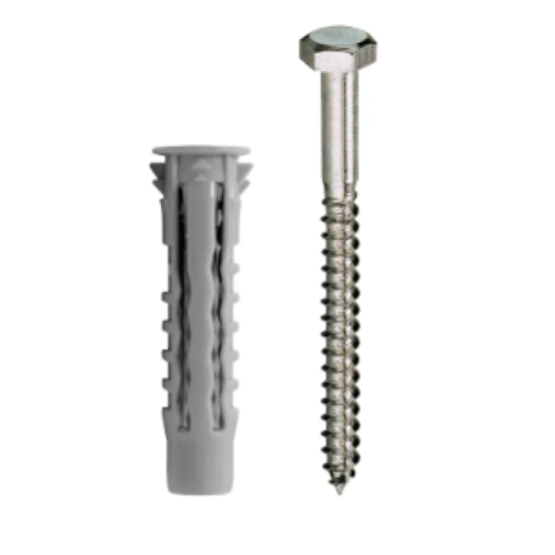 Tasselli in nylon NCV 10x50 e tirafondo 6x60 Confezione Blister 4 pz