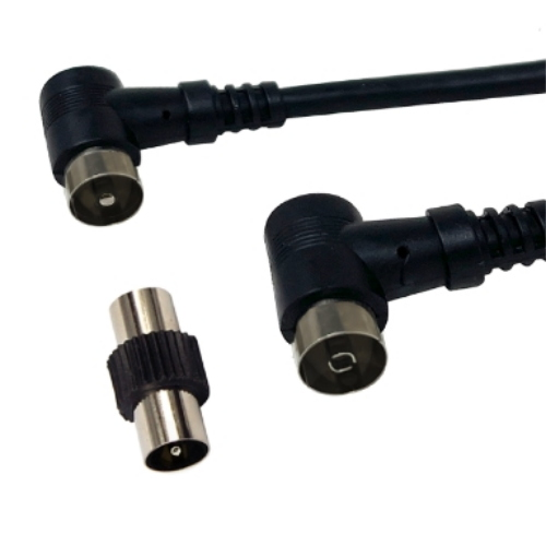 Cavo Antenna TV da Spina 9,5mm a Presa 9,5mm per collegamento dei televisori all'antenna TV. L'adattatore Spina/ Spina incluso, permette un utilizzo universale.Nero