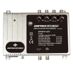 Centralino Amplificatore multibanda per condomini 4 ingressi, Alta Potenza, Uscita 123dBuV, Alto Guadagno, 45dB 4 Ingressi: 1 x VHF, 1 x UHF (ch 21-48), 1 x B.IV (ch 21-34), 1 x B.V (ch 36-48) con filtro LTE 5G integrato