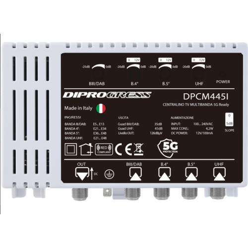 Centralino 4in V-4-5-U 45dB 126dBuV taglio 21-34 / 36-48 