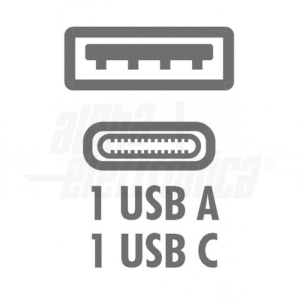 Doppia presa usb da pannello Caricatore con due uscite, USB tipo "A" e USB tipo "C" 5Vdc 3A Max. - Ingresso 9-36V