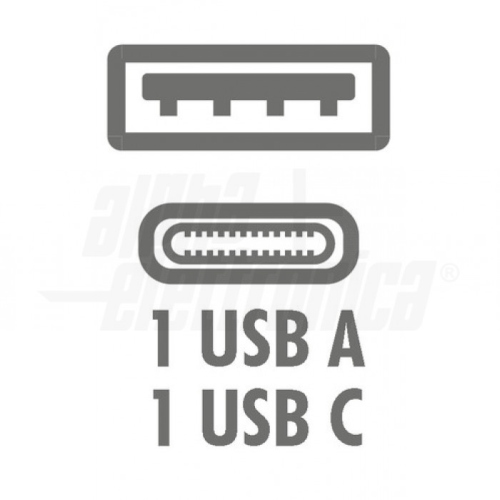Doppia presa usb da pannello Caricatore con due uscite, USB tipo "A" e USB tipo "C" 5Vdc 3A Max. - Ingresso 9-36V