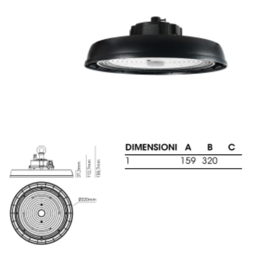 PROIETTORE DA SOFFITTO LED HIGH BAY MULTI POTENZA Proiettore High Bay multi potenza dimmerabile 100-150-200W-17000-25000-33000lm -4000K