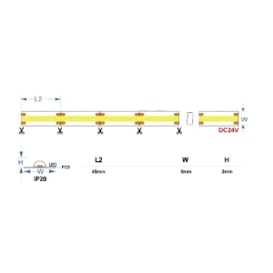 Kit striscia led 1,5 metri cob 320led/m 5w/m 500lm/m 4000k ip20  Completa di Interruttore e Alimentatore 